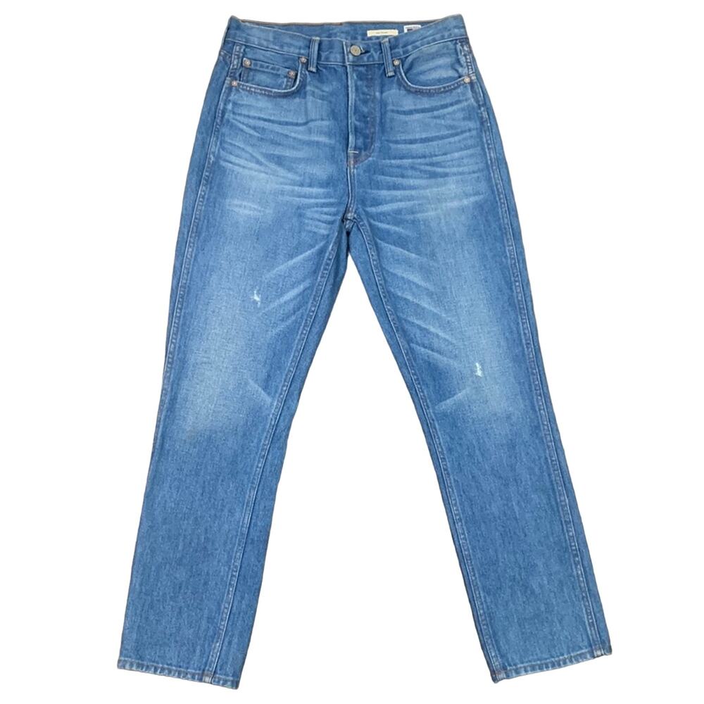 NOEND Denim High Rise Button Fly Slim Straight Jeans